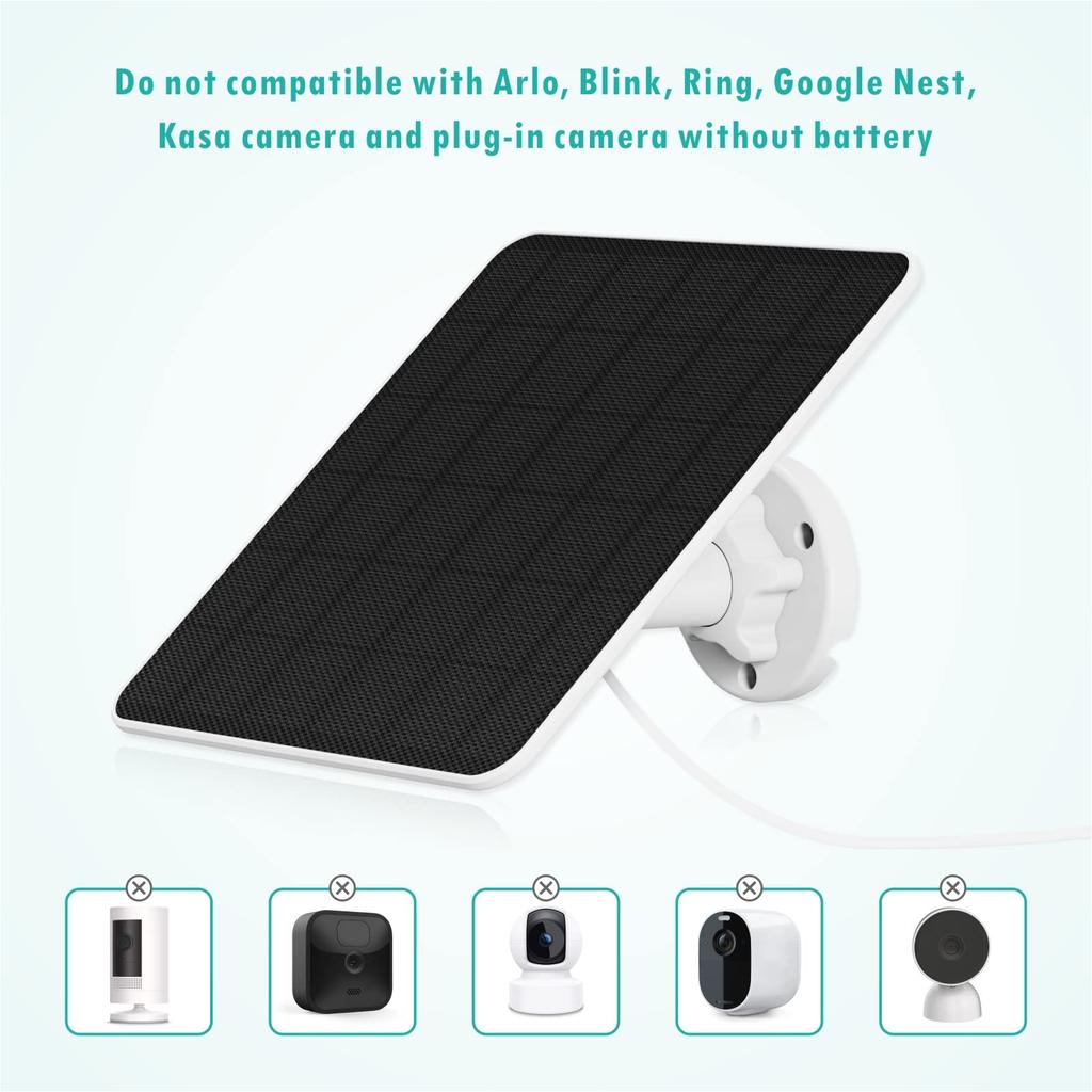 6W Solar Panel for Security Cameras Compatible with USB Rechargeable Powered 10ft Charging IP65 Adjustable Wall - Cameras, Cable, Waterproof, Mount.