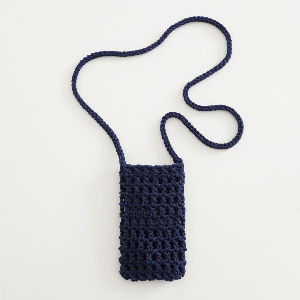 New Hollow Knitting Phone Bag For Women Colorful Hand Woven Shoulder Crossbody Bag Simple Travel Beach Handbag Small Purse Pouch