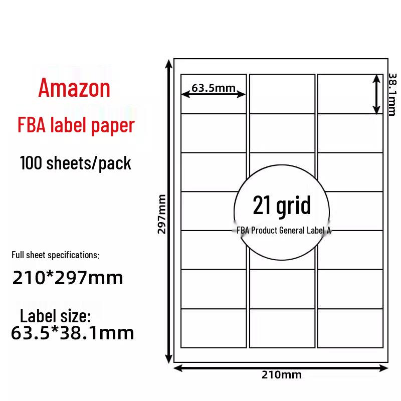 A4 Sticker Printing Paper with Pre-Cut Adhesive Labels, 100 Sheets/Pack