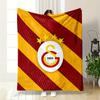 Diagonal Red and Yellow Stripes with a Logo and Four Stars At the Center. for All Seasons Blanket Lunch Break Throw Gift