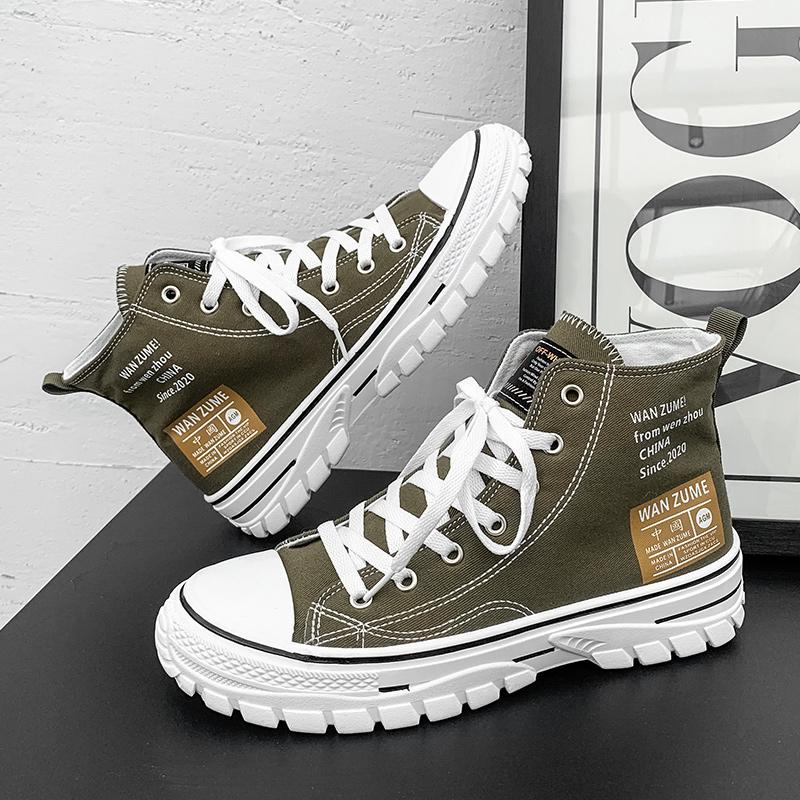 

High-top canvas new summer breathable black student niche sports and leisure board shoes platform cloth shoes 38