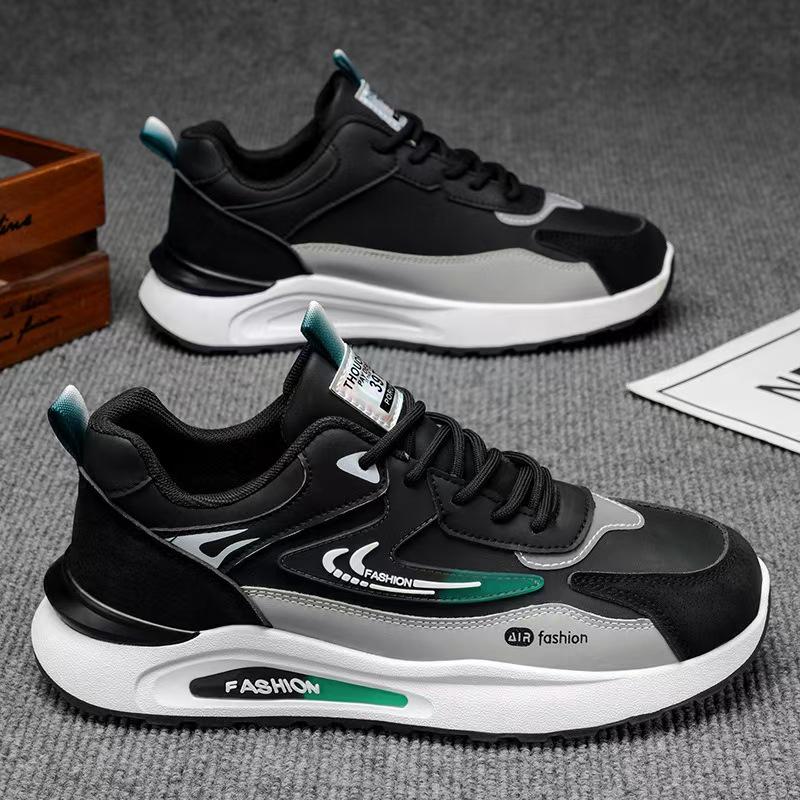 2024 Herrenmode, lässige Leder-Sneaker mit dicker Sohle - Laufschuhe im koreanischen Stil für Studenten