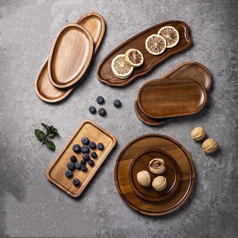 Japanese Style Storage Tray Irregular Cloud Shaped Wooden Tray For Bread Dessert Cake Coffee Tea Cup Household Organizer Plate