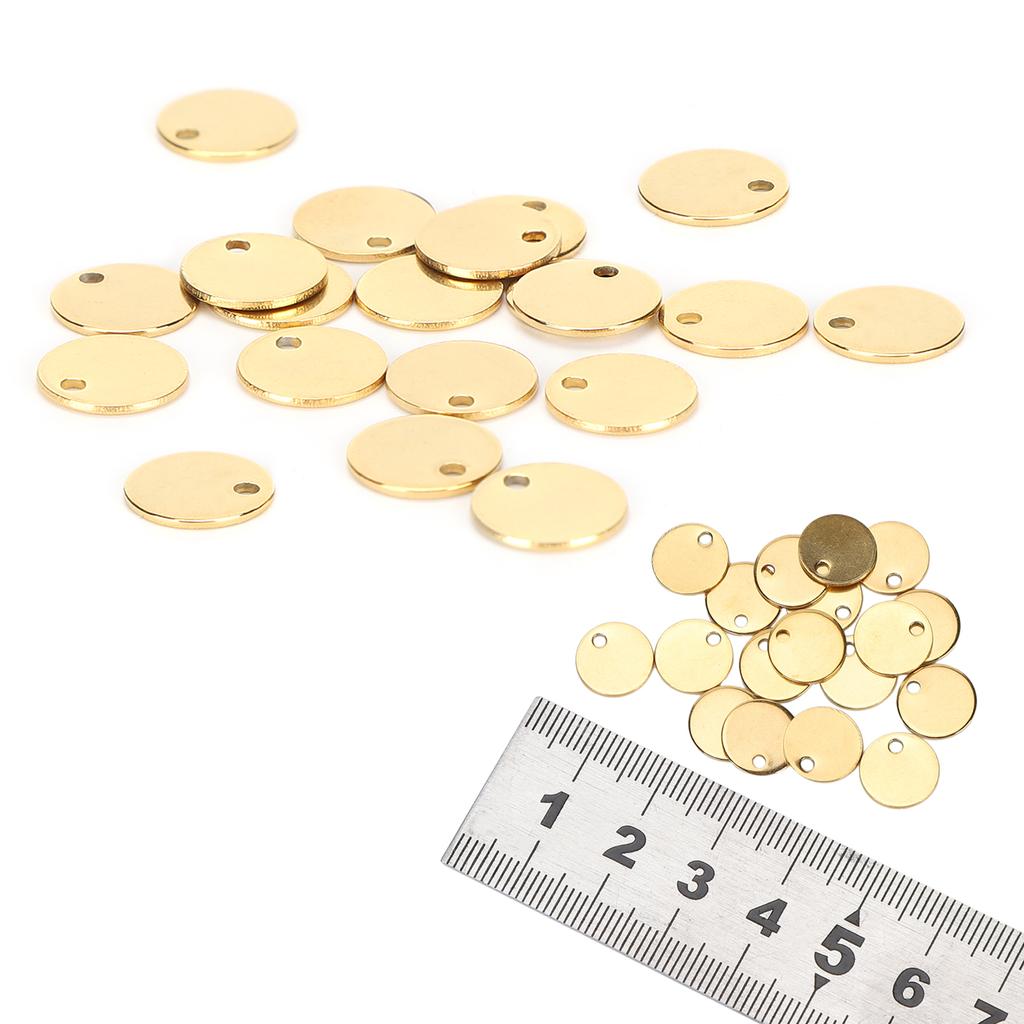 20pcs Stainless Steel Round Pendant DIY Dog Tags with Hole Jewelry Making AccessoryGold 10mm