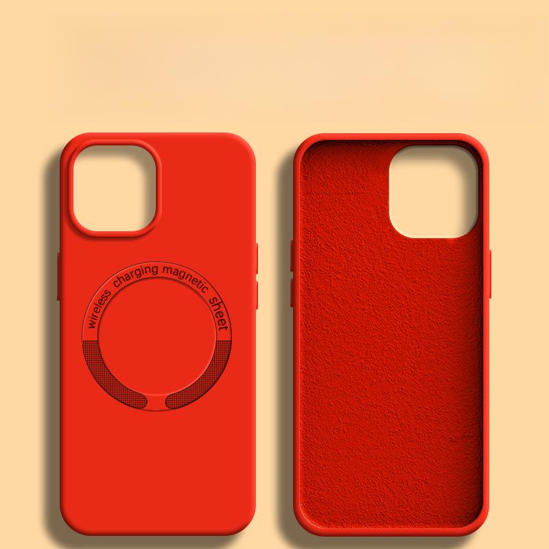 

Подходит для чехла для мобильного телефона Apple 15 Новый Магнитный Впитывающий IPhone14promax Жидкий Силикон Оригинальный Противоударный Защитный Чехол iPhone15 красный