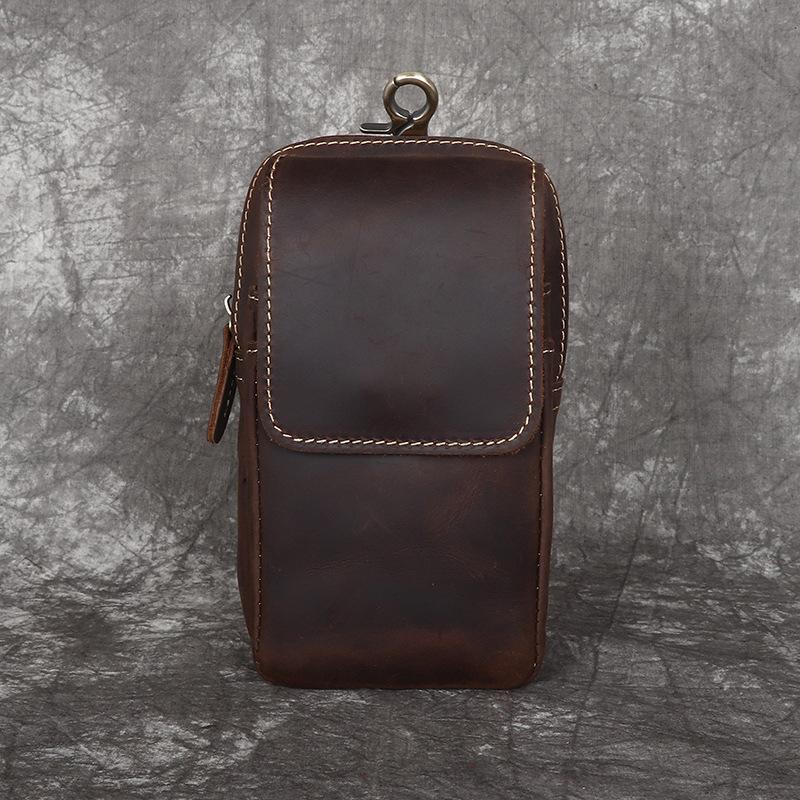 

Men s Leather Waist Bag Vertical 6.5-inch Mobile Phone Waist Bag with Belt, Pants Waist Hanging Bag