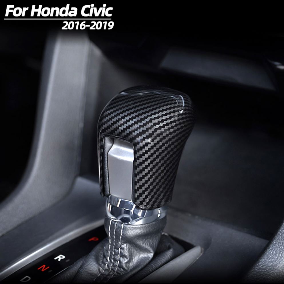 For Honda Civic 10th 2016-2019 Gear Shifting Knob Cover ABS Carbon Fiber CVT Automatic Transmission Lever Trim Car Accessories