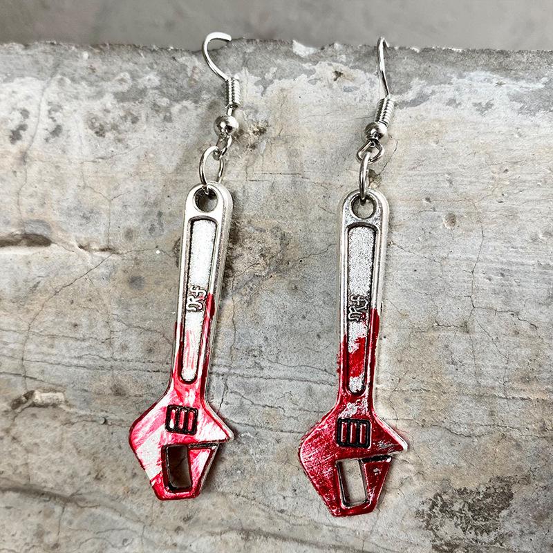 Halloween Bloodstain Scissors & Axe Dagger Earrings for Women - Exaggerated Party Accessories