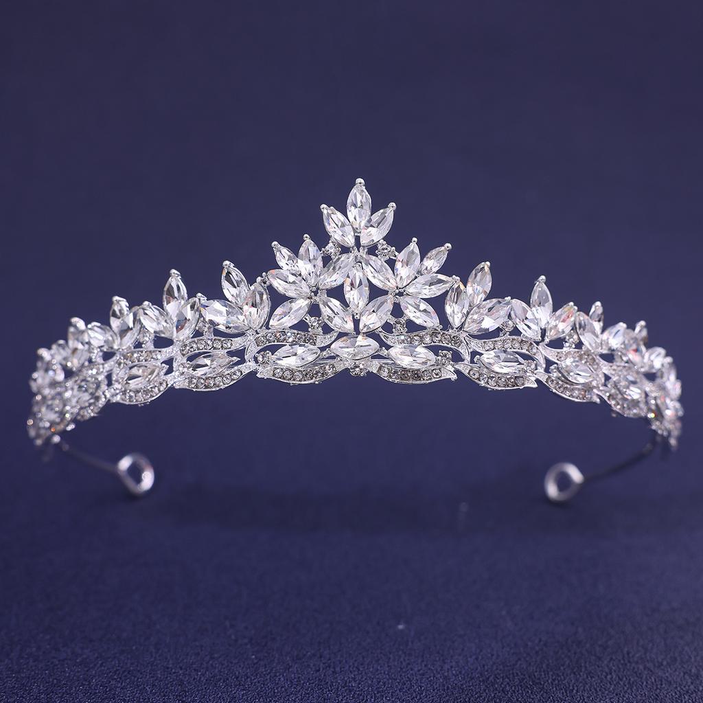 European Style Bridal Simple Crown Tiara Multi Color Alloy Rhinestone Crown Hair Accessories Dress Dinner Hairstyle Accessories