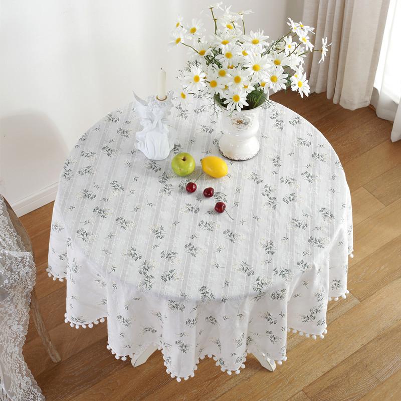 Floral Round Tablecloth With Tassel Flower Tablecloth Suitable For Kitchen Decorantion/Indoor And Outdoor Dining Table/Party