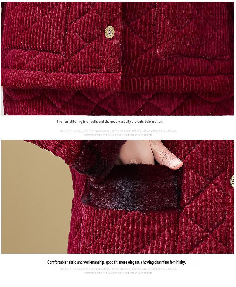 Plus Size Fleece-Lined Maternity Winter Pajama Set for Middle-Aged and Elderly Women