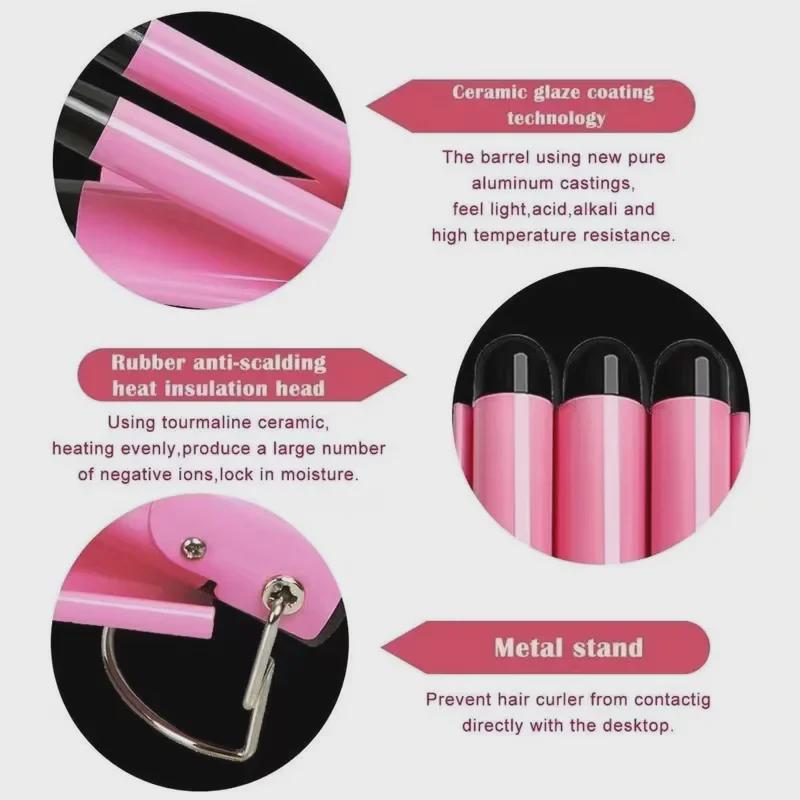 Three-Tube Water Ripple Curling Iron with Electric Plywood
