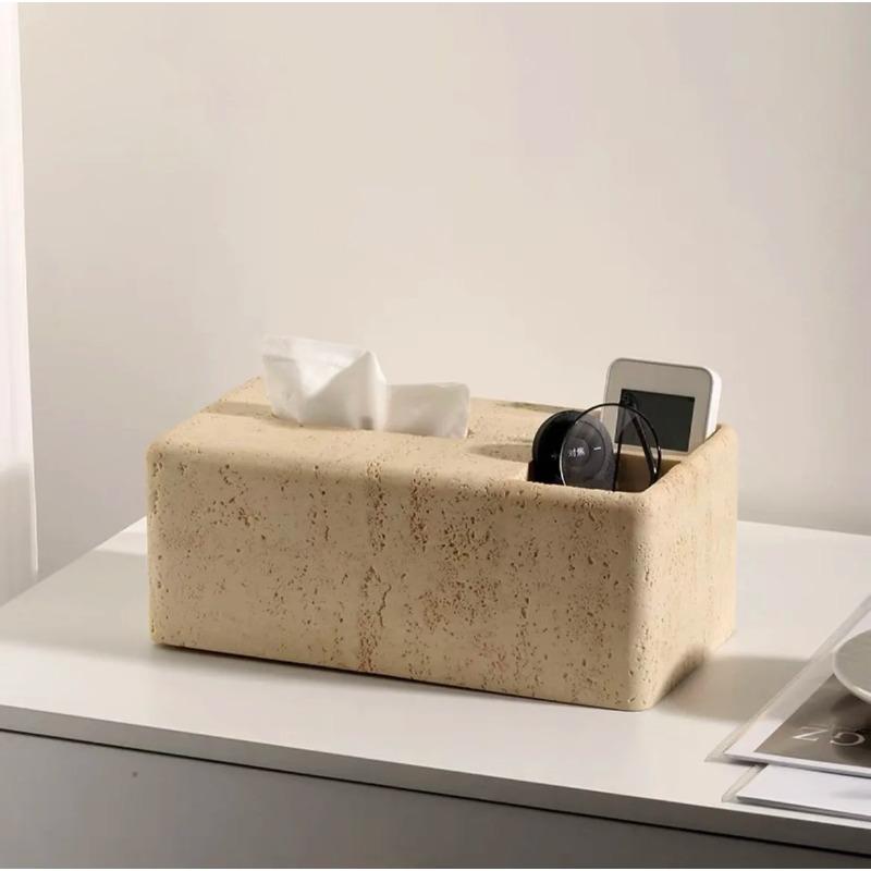 Light Luxury Stone Tissue Box Creative Simple Pumping Paper Box Living Room Desktop Napkin Large Size Storage Home Decoration