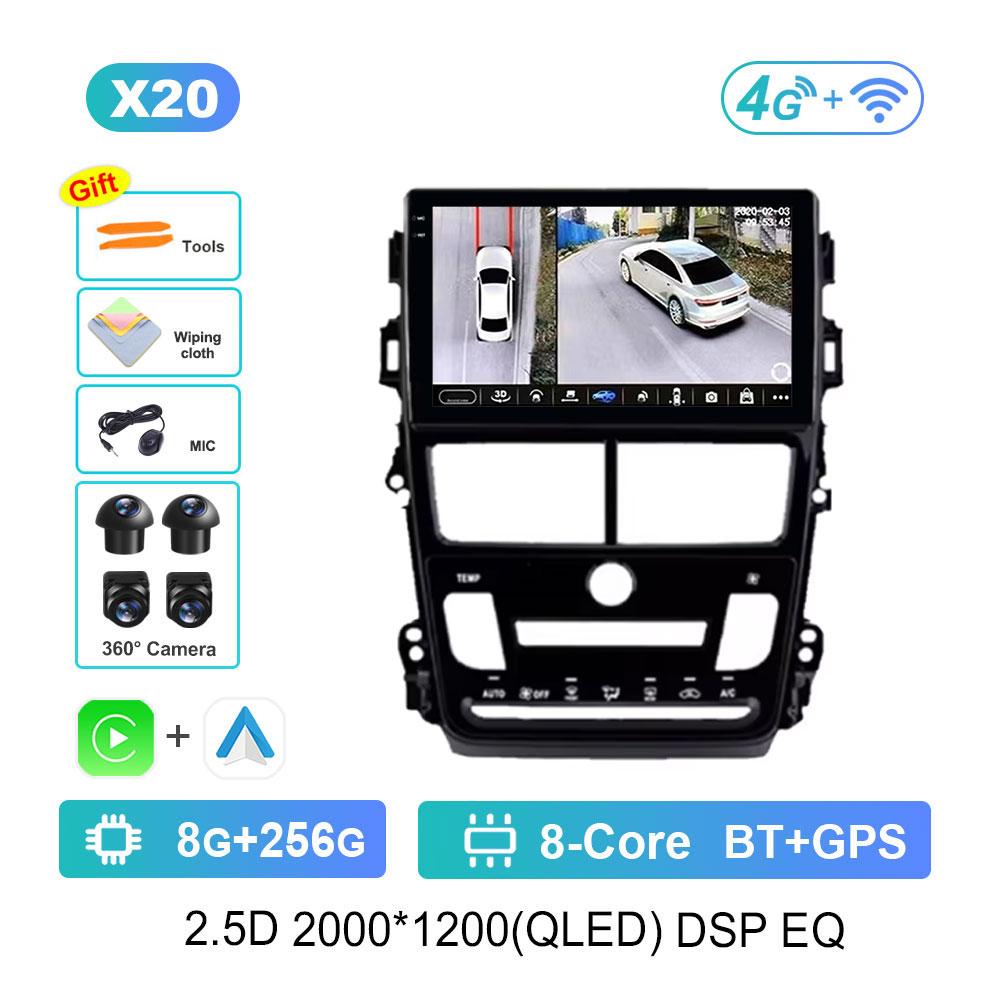 Car Radio Multimedia Player Android 14 Intelligent System for Toyota Vios Yaris 2018 - 2020 GPS 4G WiFi Bluetooth Split Screen