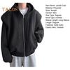 Men Sweatshirt Hooded Drawstring Long Sleeve Zipper Placket Sport Coat with Pockets Solid Color Loose Fit Casual Outwear