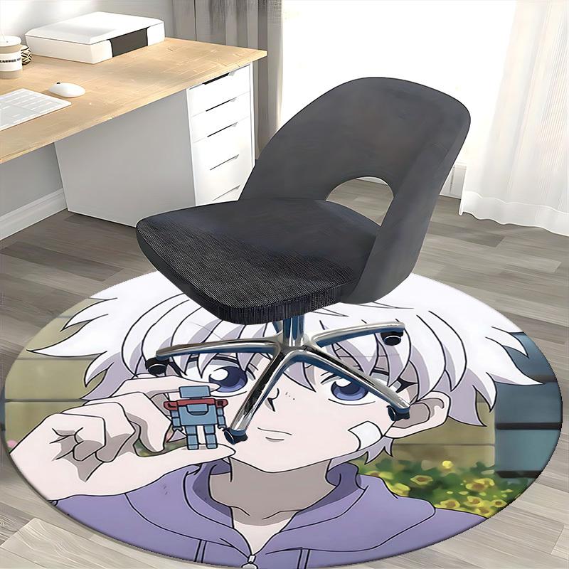 1pc Anime Robot Design Round Carpet  Office Chair Mat, NonSlip Rug for Home Decor, Seasonal Gift, Suitable for Office, Living Room