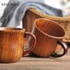 KEMORELA Wooden Coffee Mugs Set Vintage Jujube Tea Design 1/2pcs Reusable Drinkware for Water Wine Beer Espresso