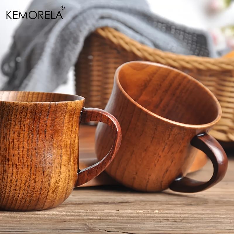 KEMORELA Wooden Coffee Mugs Set Vintage Jujube Tea Design 1/2pcs Reusable Drinkware for Water Wine Beer Espresso