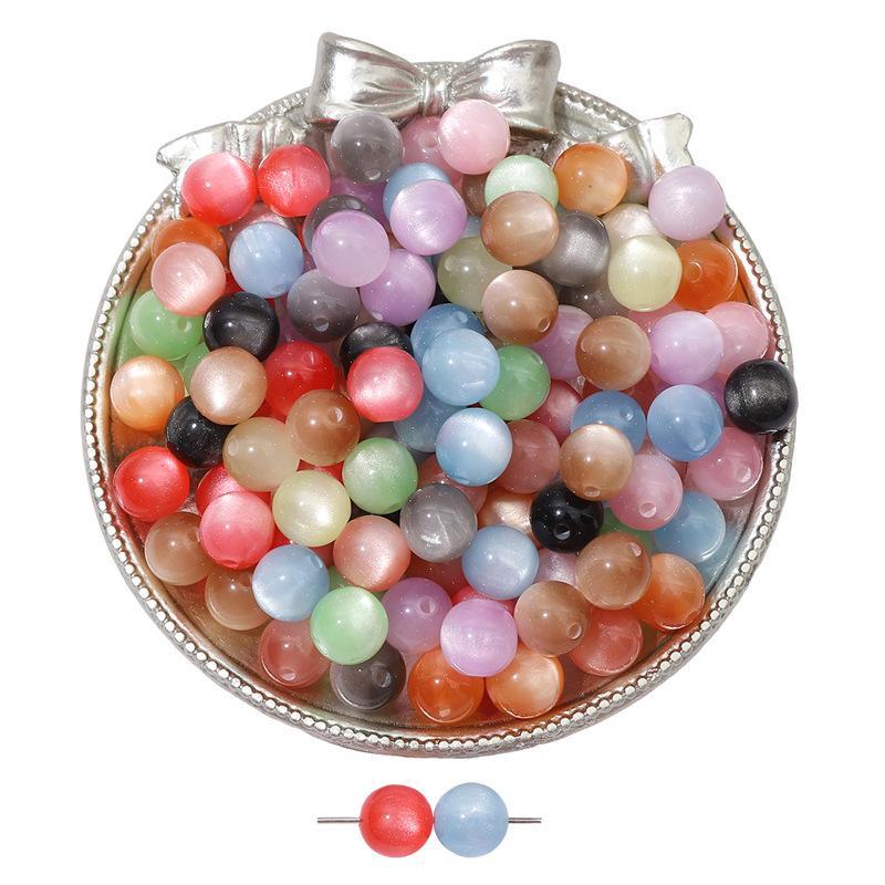 Resin Cat's Eye Beads for DIY Jewelry: Round Loose Beads for Bracelets and Necklaces