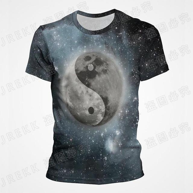 Sommar herr 3D-tryckt T-shirt Yin Yang Gossip Punk Style Kortärmad T-shirt Cool Tops T-shirts