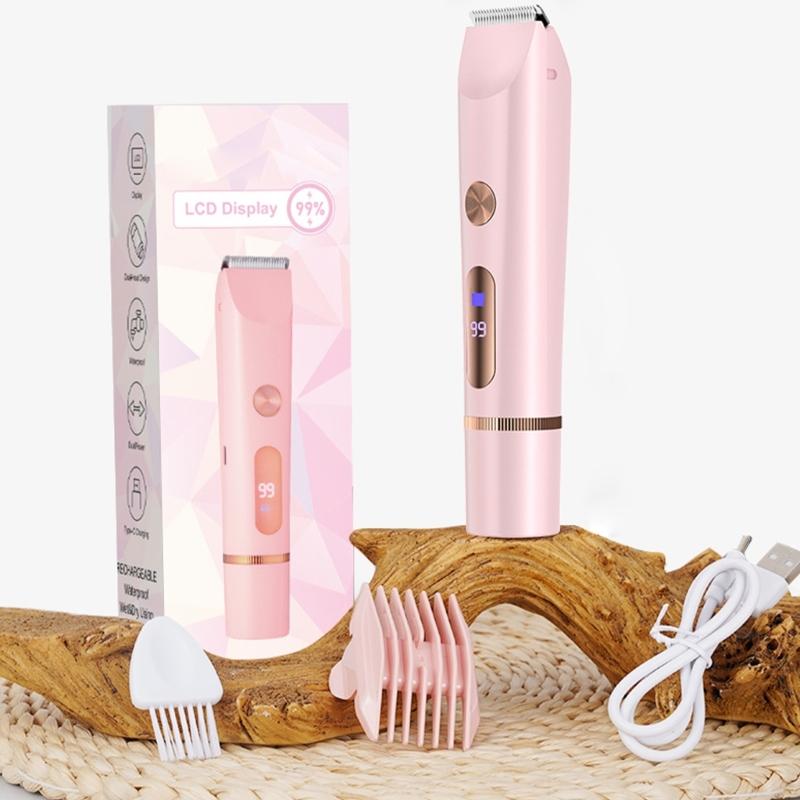 Women's Rechargeable Body Groomer Ceramic Heads LCD Screen Display Waterproof Design For Sensitive Skin Care