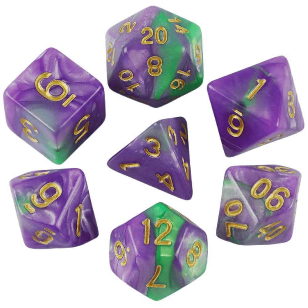 7pcs Dice with Bag DnD D4,d6,d8,d10,d%,d12,d20 Polyhedral Board Game Pieces RPG