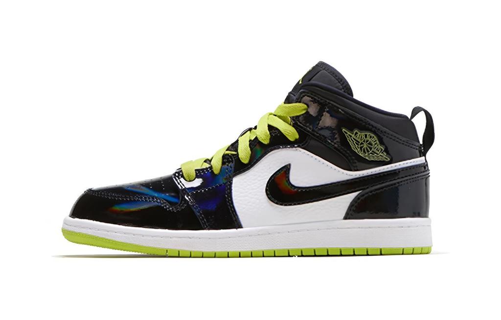 Jordan 1 Mid Black Cyber Mystic Green (PS)