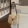 Women Handmade Straw Woven Small Saddle Bag Fashion Crossbody Shoulder Bag Ladies Simple Design Summer Travel Beach Bag CLE
