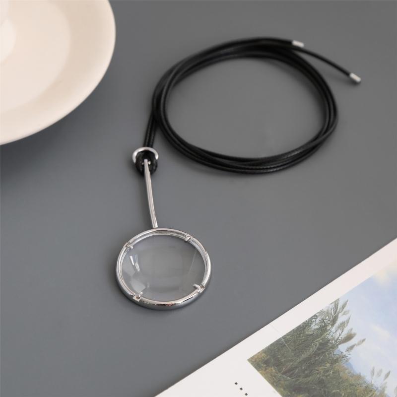 Fashion Magnifying Glass Necklace Alloy Glass Adjustable Chain Necklace Multifunctional Unique Accessory for Daily Wear