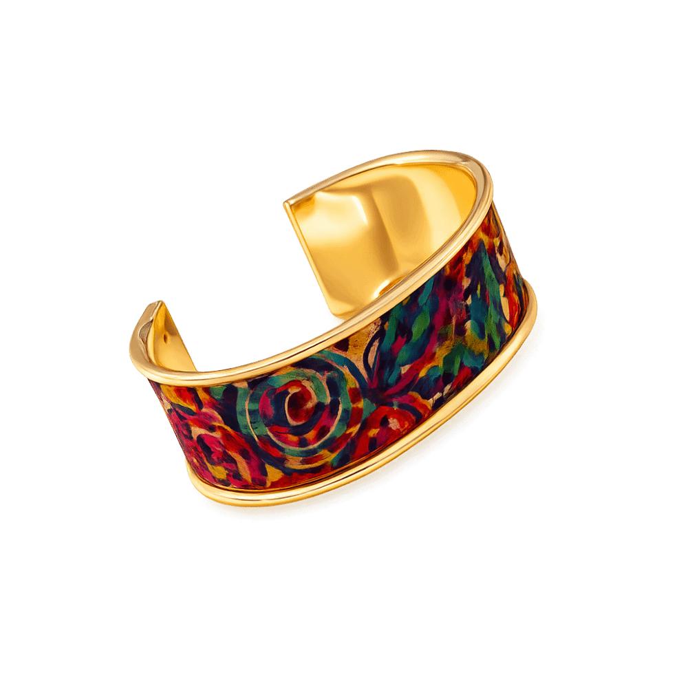 

Retro Multicolored Graffiti Bangles Geometric Openable Widened Bracelets Women Style H