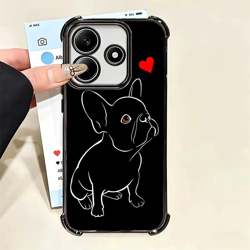 French Bulldog Black Desgin Plating Phone Case For Xiaomi Poco X5 X6 X7 X8 Pro Max F8 Ultra F7 M8 M7 M5S Redmi 15C 15 14C 13C 13
