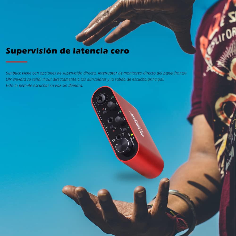 BOMGE BMG11S USB Audio Interface (24-bit/192 kHz), XLR, with 48V Phantom Power — High-Fidelity, Studio-Quality Recording... (Red)