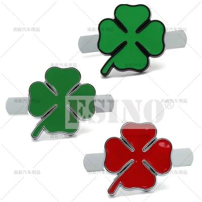 Car 3D Metal Chrome Zinc Alloy Grill Emblem Lucky Four Leaves Clover Quadrifoglio Car Badge Body Trunk Fender Adhensive Sticker