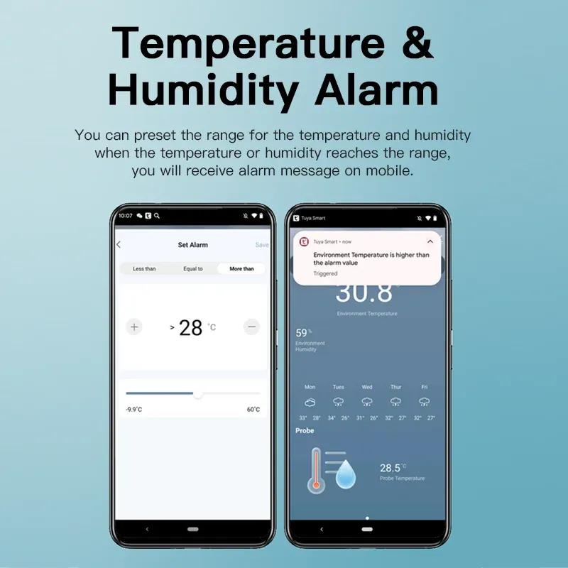 Tuya Zigbee WiFi Temperature Humidity Sensor 1M External Sensor Cable Probe APP Remote Control Work With SmartLife Yandex Alexa