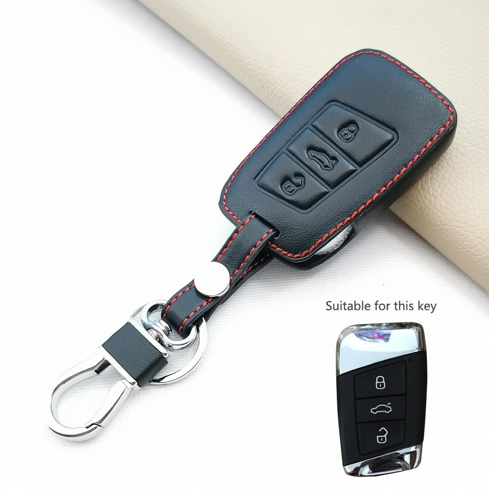 For Vw Volkswagen Golf 7 Mk7 Tiguan Mk2 For Seat Ateca Leon Fr 2 Ibiza For Skoda Octavia A7 Leather Car Key Case Cover