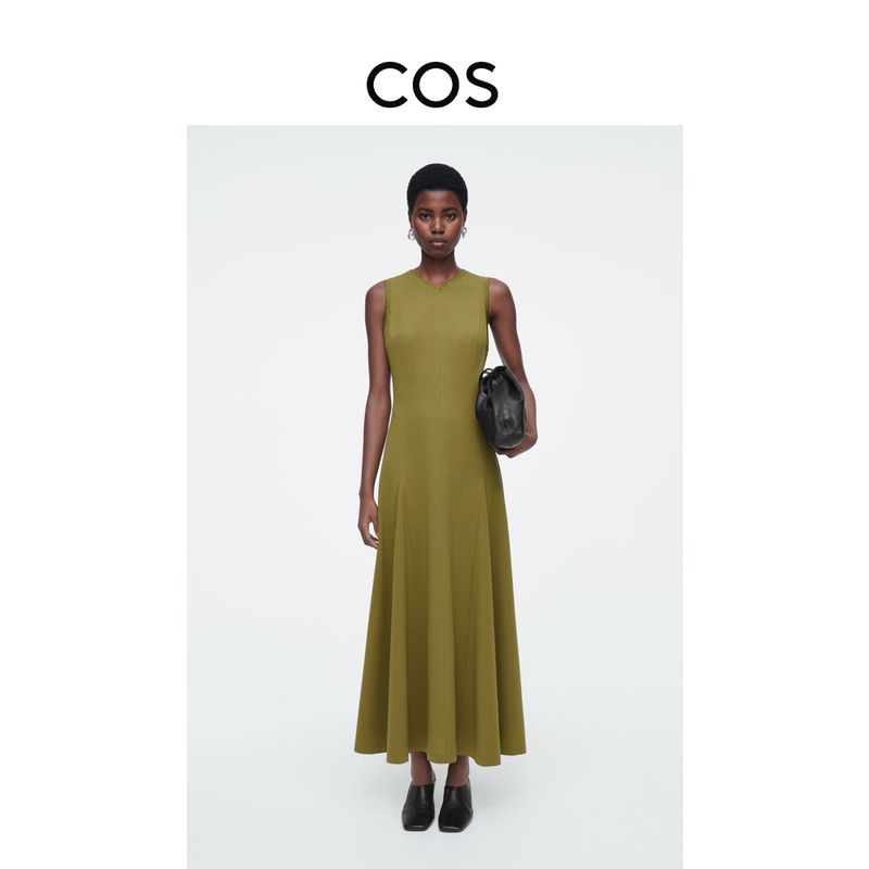 

Cos Женское облегающее трикотажное платье А-силуэта с V-образным вырезом без рукавов 1231626003 Green 155/80A