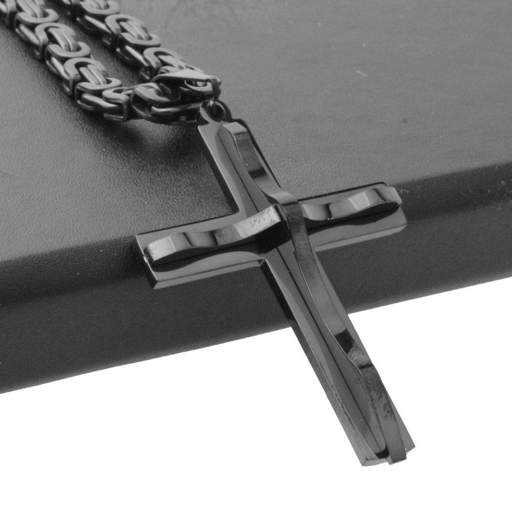 Titanium Steel Catholic Jewelry Accessories Retro Crucifix Pendant Chain Cross Necklace  Church