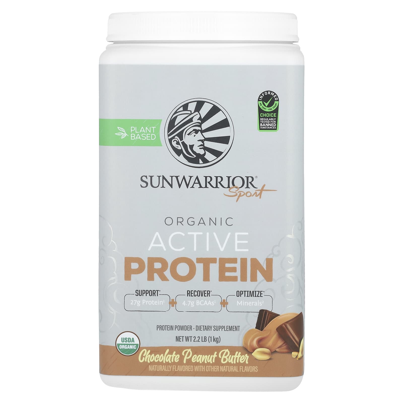 

Sunwarrior, Sport, Organic Activated Protein, Chocolate Peanut Butter, 2.2 lb (1 kg)