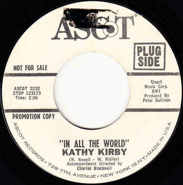 

7-дюймовая пластинка KATHY KIRBY In All The World Time AS2232PROMO ASCOT RECORDS 1967 США Поп Б/у