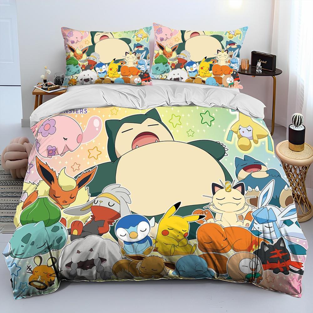 3D Cartoon Pikachu Pokemon Monster Bettdecke Bettwäsche Set Bettbezug Bett Set Steppdecke Bezug Kissenbezug Queen Bettwäsche Set Erwachsene Kinder
