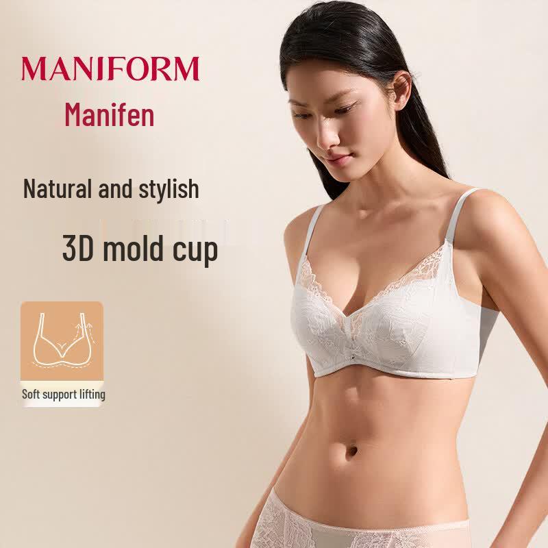 Женский беспроводной кружевной бюстгальтер push-up Maniform 80A