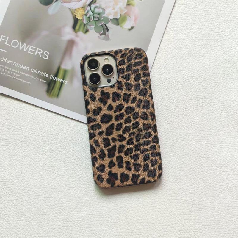 For Apple iPhone 7 To iPhone 16E 16 Pro Max Lady Leopard Print Fashion Half Pack PU Leather Phone Case Cover