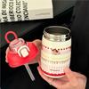 Cartoon 111 Stainless Steel Coffee Cup Cute Girl Portable Cup High Value Straw Double Drink Thermos Cup