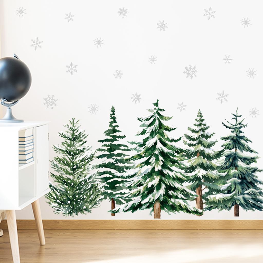 Winter Snowy Pine Forest Wall Sticker Removable Living Room Kids Room Home Decor