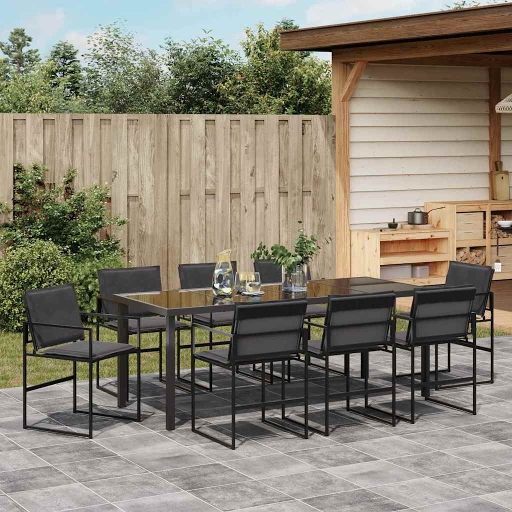 Garden Dining Set 9 pcs Black 200 x 80 x 73 cm