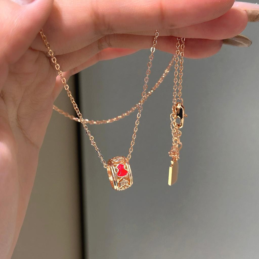 Hollow röd pumpa transferpärla halsband ädel halskedja känsla nyckelbenskedja