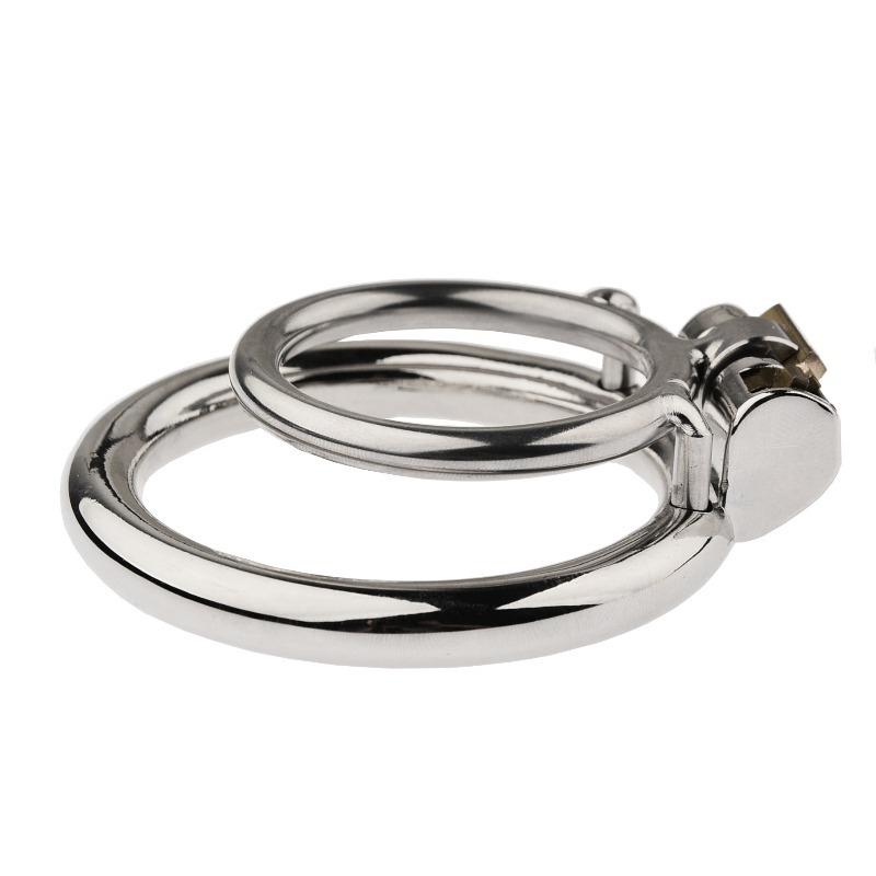 Stainless Steel Flat Ring Chastity Cages Celibacy Restraint Penis CB Lock 4 Ring Options Sissy Urethral Lock Adult Sex Toys Gay
