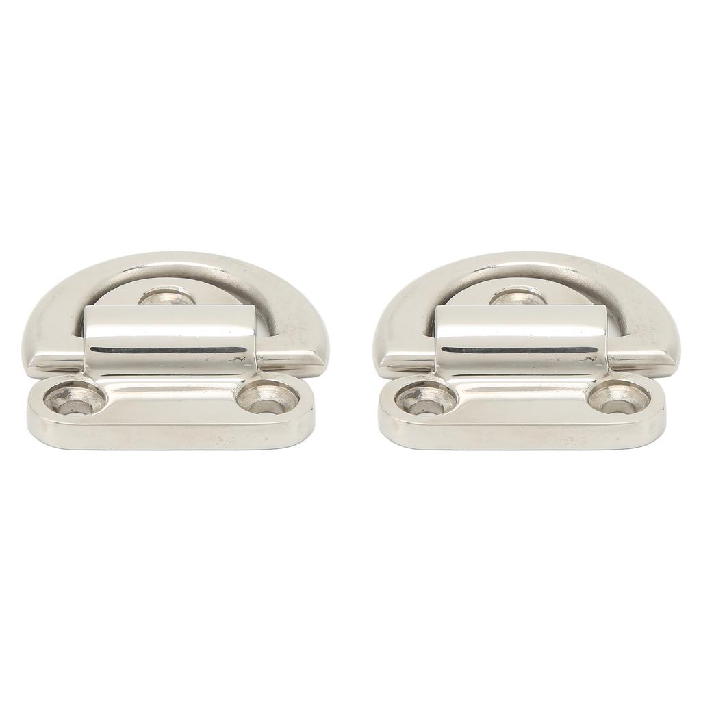 Stainless Steel Marine Folding Pad Eye Cleat Heavy Duty D Ring Tie Down 60x58mm for Boat Yacht