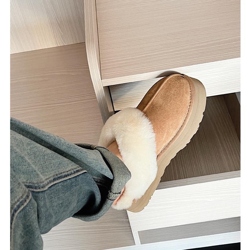 Sangpo 2024 Sheepskin Snow Boots with Heightened Toe Cap & Thick Sole Fur Slippers
