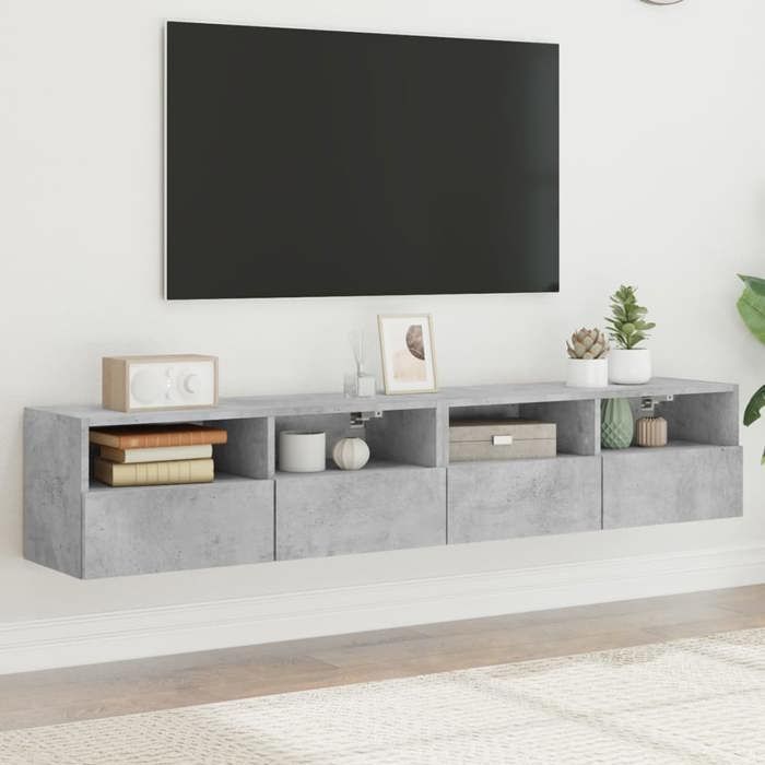 VidaXL Wall-mounted TV Cabinets 2 Pcs Concrete Grey 80x30x30cm Engineered Wood 836875